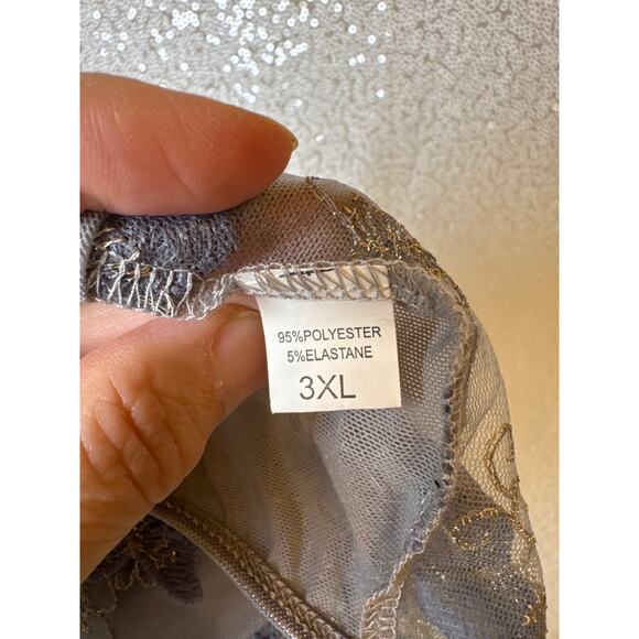 Blue Gray Silver Mesh Butterfly Appliqué Fairy Bralette 3XL - Picture 6 of 7